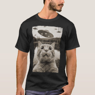 Camiseta Encuentros De Ufo De Gato Vintage - Ufo Gracioso Y