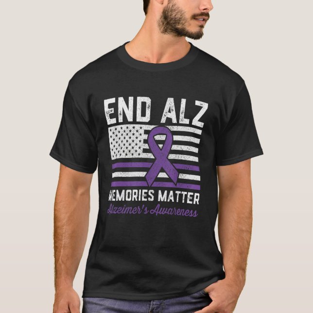 Camiseta End Alz Memories Matter Alzheimers Awareness Purpl (Anverso)