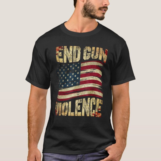 Camiseta End Gun Violence Awareness US Flag Gun Control (Anverso)