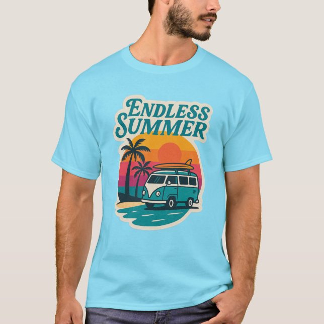 Camiseta Endless Summer – Retro Surf Van Sunset (Anverso)
