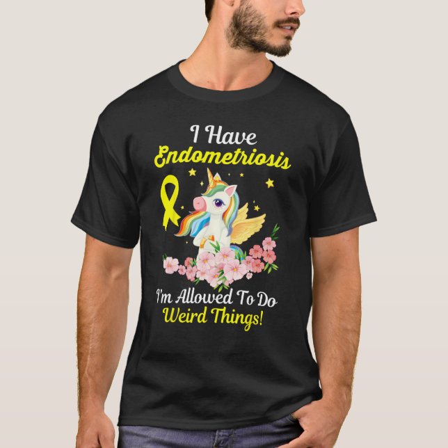 Camiseta Endometriosis Awareness  Unicorn Yellow Ribbon Sup (Anverso)