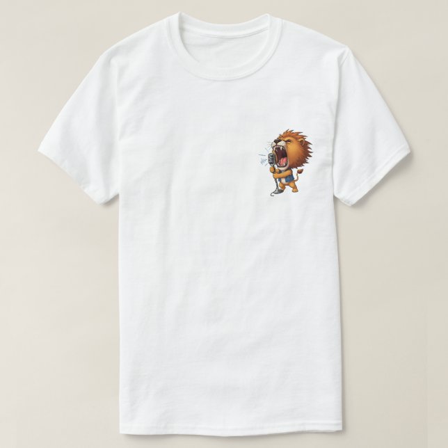 Camiseta Energetic Cartoon Lion Rocker Singing Loudly (Diseño del anverso)