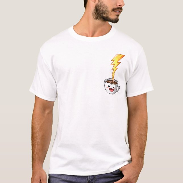 Camiseta Energetic Kawaii Coffee Cup with Lightning Bolt (Anverso)