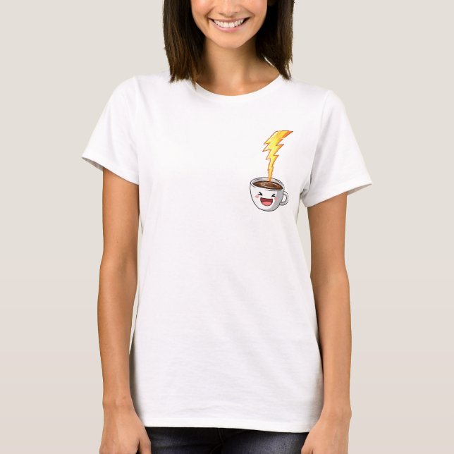Camiseta Energetic Kawaii Coffee Cup with Lightning Bolt (Anverso)