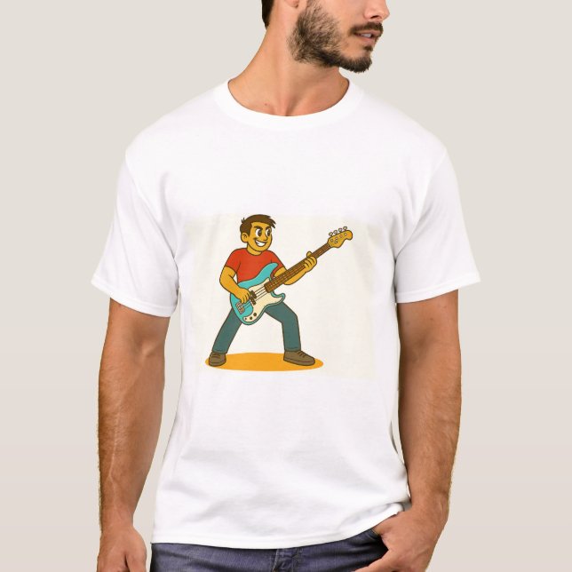 Camiseta Energetic man playing bass (Anverso)