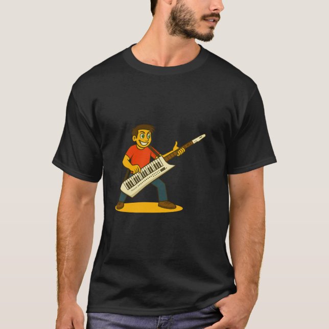 Camiseta Energetic man playing keytar (Anverso)