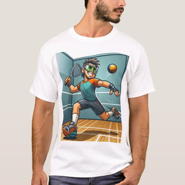 Camiseta Energetic man playing raquetball (Anverso)