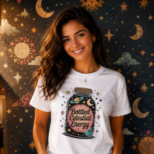 Camiseta Energía Celestial Embotellada Frasco Mágico Mason