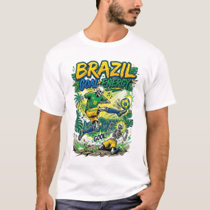 Camiseta Energía de Gol de Brasil Esqueleto Delantero Nacio