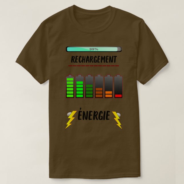 Camiseta energía de recarga de baterías (Diseño del anverso)