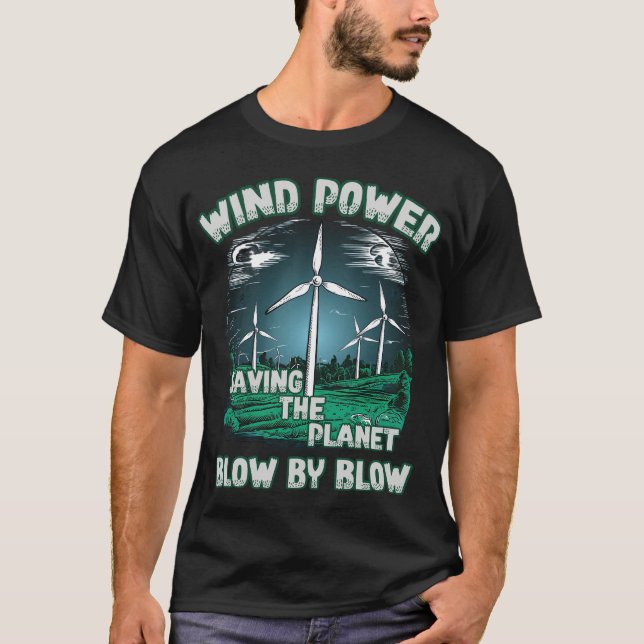 Camiseta ENERGÍA EÓLICA salvando el planeta de golpe (Anverso)