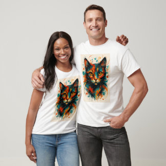 Camiseta Energía felina - Resumen del arte expresionista de