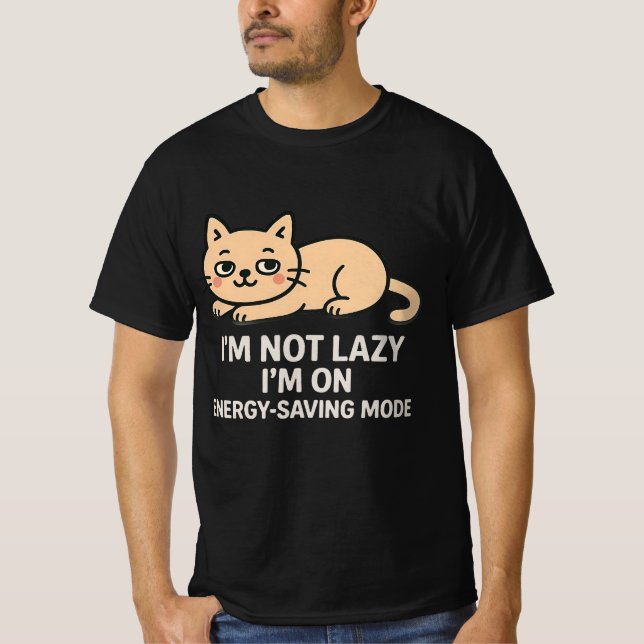 Camiseta Energy Saving Mode Cat Funny Lazy Humor T-Shirt (Anverso)