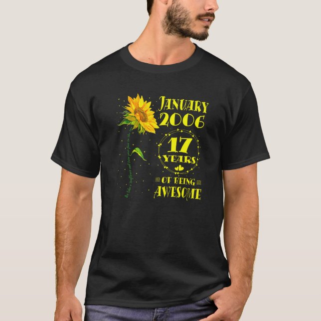 Camiseta Enero, 17 años, Chicas de girasol de 17 años (Anverso)