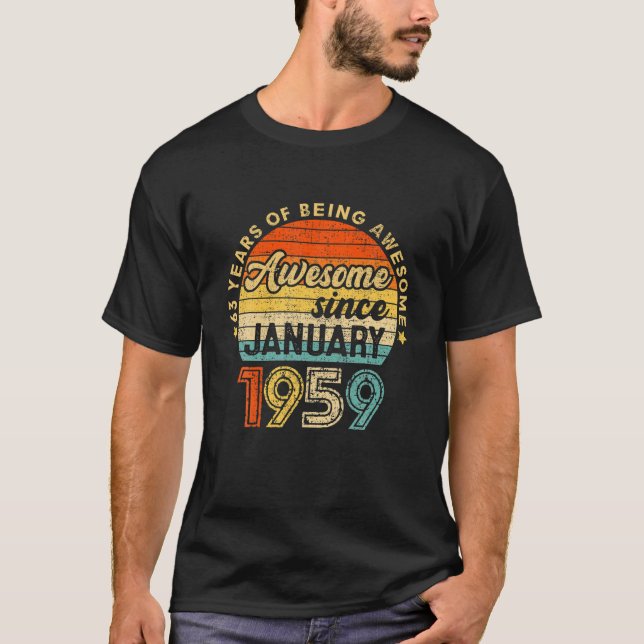Camiseta Enero De 1959 63º Regalo De Cumpleaños 63 Años De  (Anverso)