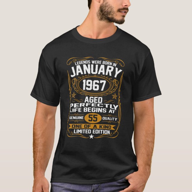 Camiseta Enero De 1967 55º Regalo De Cumpleaños Hombres De  (Anverso)