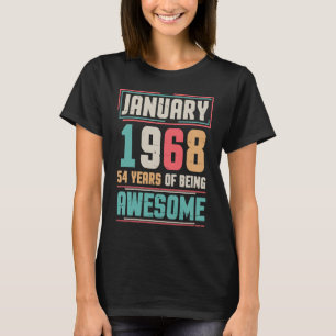 Camiseta Enero De 1968 Feliz Cumpleaños 54 Años De Ser Awes