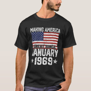 Camiseta Enero De 1969 Bandera Estadounidense 53 Regalos De