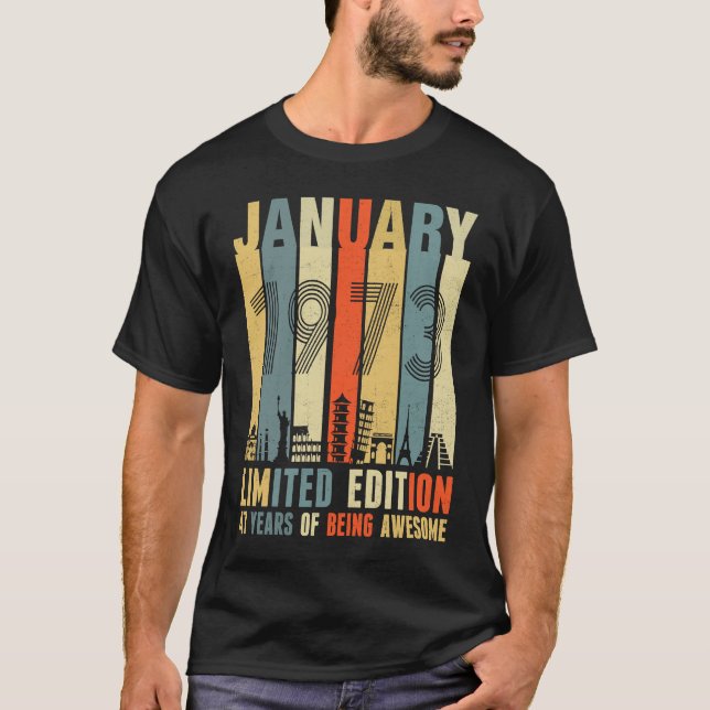 Camiseta ENERO DE 1973 Vintage 47º cumpleaños (Anverso)