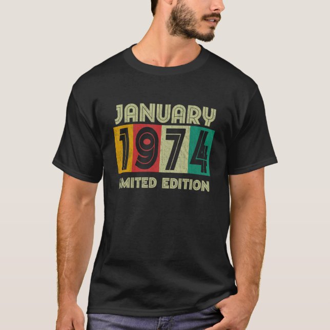 Camiseta Enero De 1974 Traje De Foco Retro (Anverso)