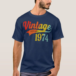 Camiseta Enero de 1974 Vintage de cumpleaños enero de 1974 