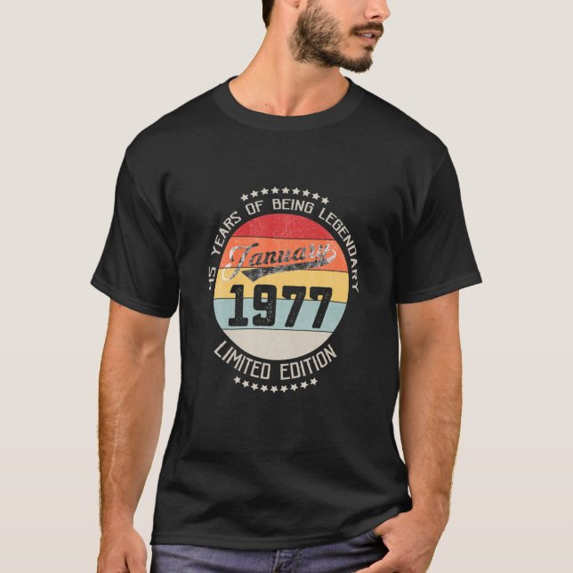 Camiseta Enero De 1977 45º Cumpleaños De 45 Años (Anverso)