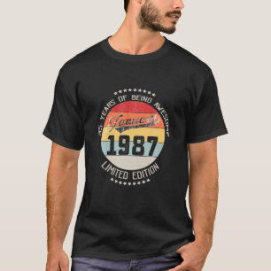 Camiseta Enero De 1987 35º Regalo De Cumpleaños 35 Años Awe