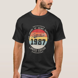 Camiseta Enero De 1987 35º Regalo De Cumpleaños 35 Años Awe