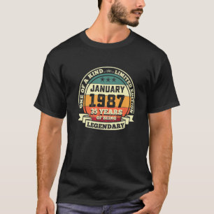 Camiseta Enero De 1987 35º Regalo De Cumpleaños 35 Años De