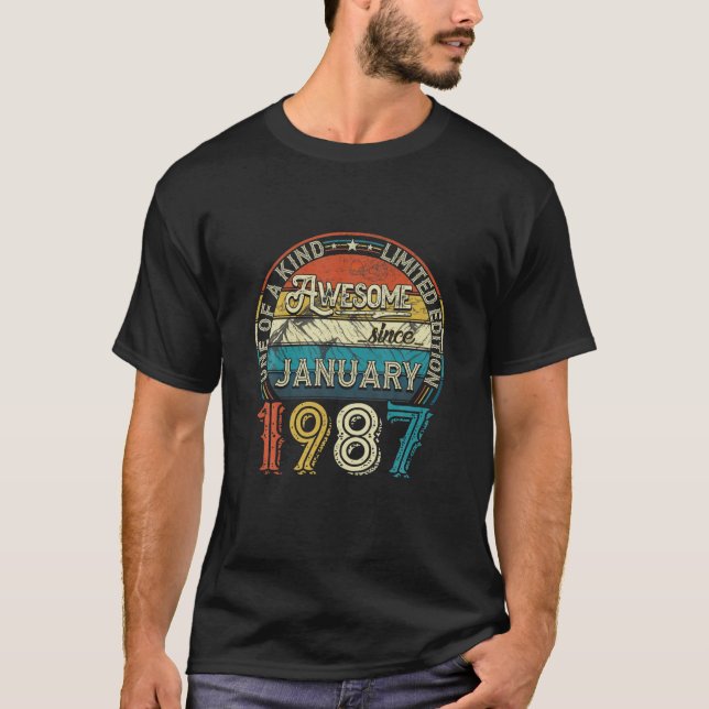 Camiseta Enero De 1987 Edición Limitada Outfit Retro 35Th B (Anverso)