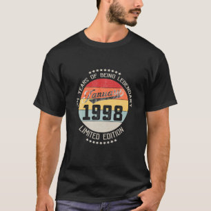 Camiseta Enero De 1998 24º Cumpleaños De 24 Años