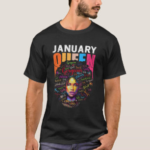 Camiseta Enero Reina Afro Melanin Chica historia negra
