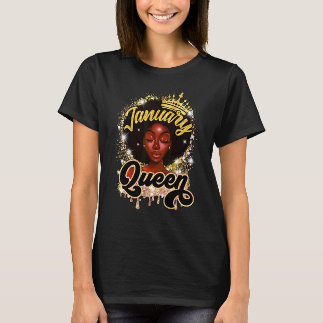Camiseta Enero Reina Mujer Negra Reina Negra Nacimiento Ene (Anverso)