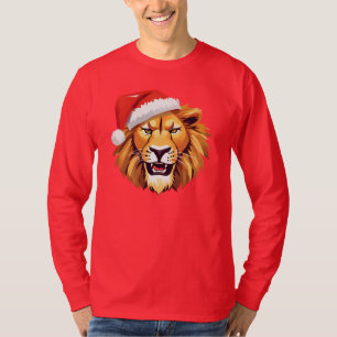 Camiseta Enfado de león enojado Safari Santa Navidades disf