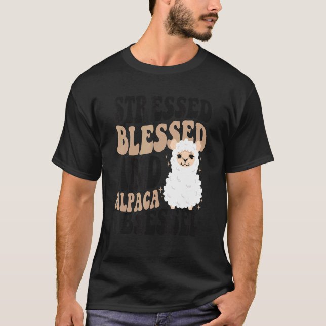 Camiseta Enfatizando La Bendición Y La Alpaca Obsesionando  (Anverso)