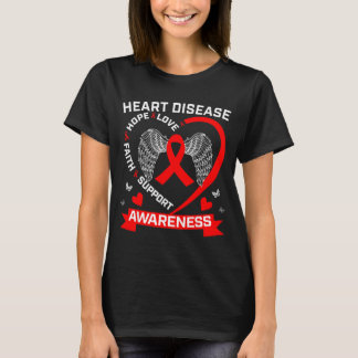 Camiseta Enfermedad cardíaca cinta roja concienciación sobr