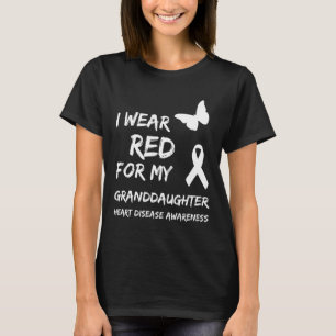 Camiseta Enfermedad Cardíaca Llevo Rojo Por Mi Nieta Cinta