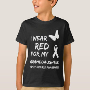 Camiseta Enfermedad Cardíaca Llevo Rojo Por Mi Nieta Cinta