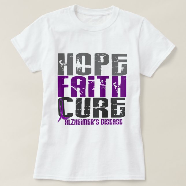 CAMISETA ENFERMEDAD DE ALZHEIMER DE LA CURACIÓN DE FE DE LA (Diseño del anverso)