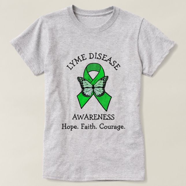 Camiseta Enfermedad de Lyme Esperanza Fe Coraje (Diseño del anverso)