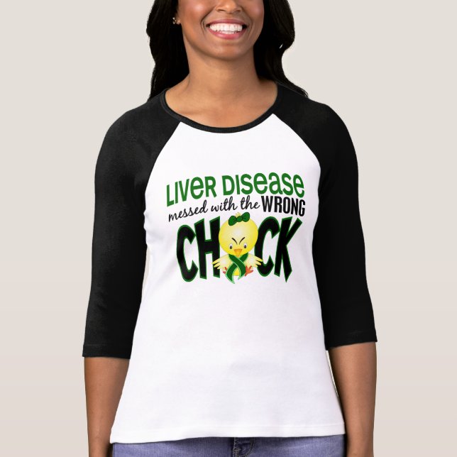 Camiseta Enfermedad del higado ensuciada con el polluelo (Anverso)