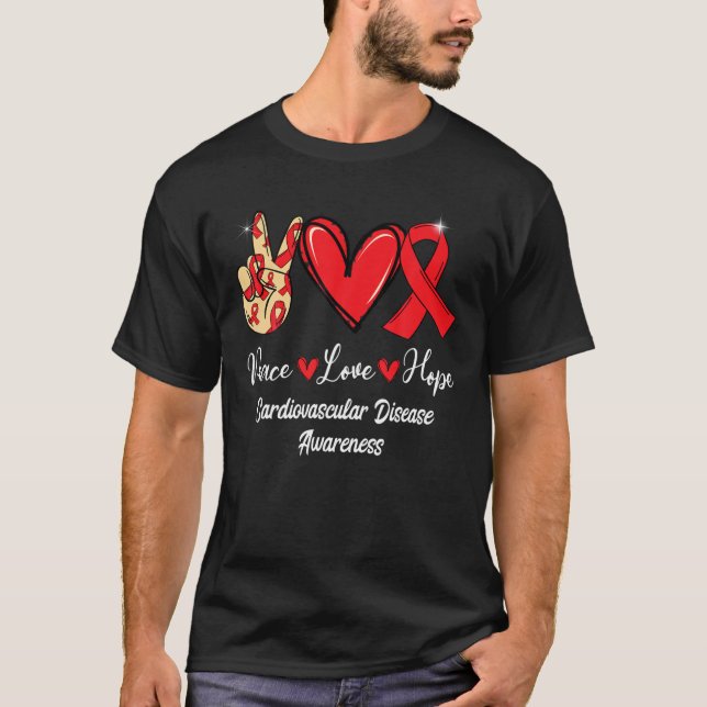 Camiseta Enfermedades cardiovasculares Conciencia Paz Amor  (Anverso)