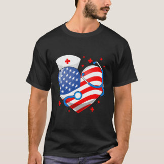 Camiseta Enfermera 4 de julio de la bandera americana estet