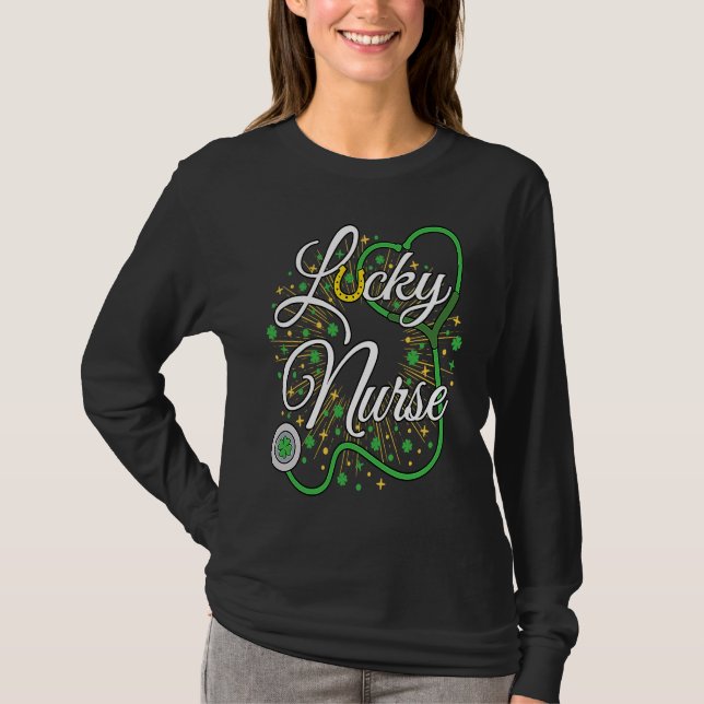 Camiseta Enfermera Afortunada Adorable Día de San Patricios (Anverso)