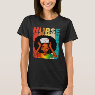 Camiseta Enfermera africana Melanin Enfermería Mes de histo