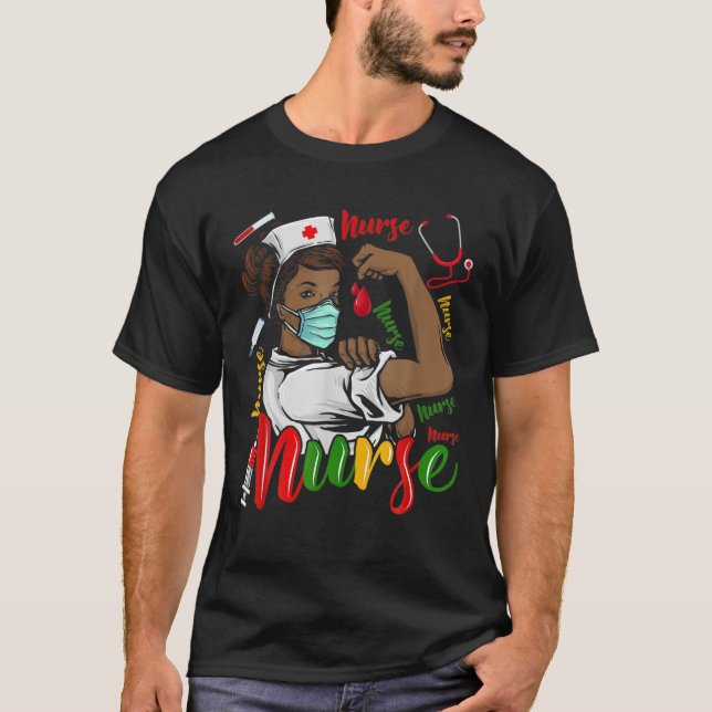 Camiseta Enfermera afroamericana de historia negra en el me (Anverso)