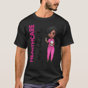 Camiseta enfermera afroamericana negra trabajadora sanitari