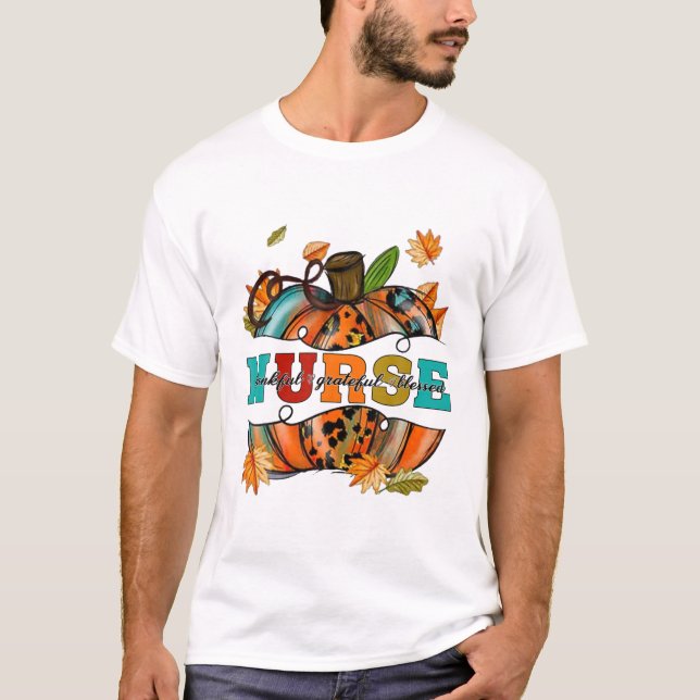 Camiseta Enfermera Agradecido leopardo de calabaza bendecid (Anverso)
