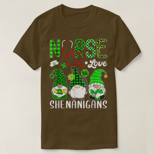 Camiseta Enfermera Amor Shenanigans Graciosos Gnomes St Pat (Diseño del anverso)