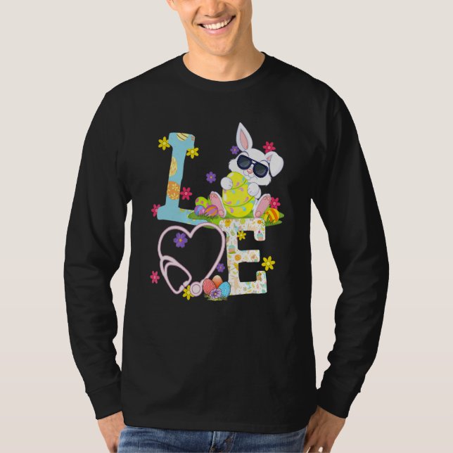 Camiseta Enfermera Amor Stethoscope Scrub Enfermera de la v (Anverso)